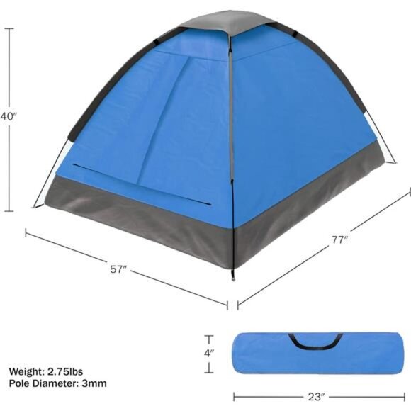 2 Person Dome Tent – Easy Set Up Shelter with Rain Fly and Carry Bag for Camping - Picture 8 of 12